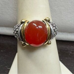 925 Cornelian Dome Shaped Ring Two Tone